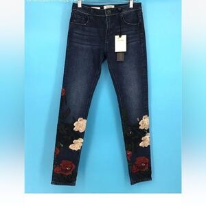 Fracomina Dark Blue Embroidered Denim Skinny Jeans - Size 25 NWT